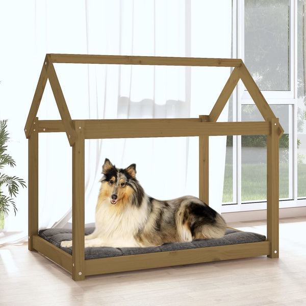 Hundebett Honigbraun Kiefer Massivholz 101x70x90 cm