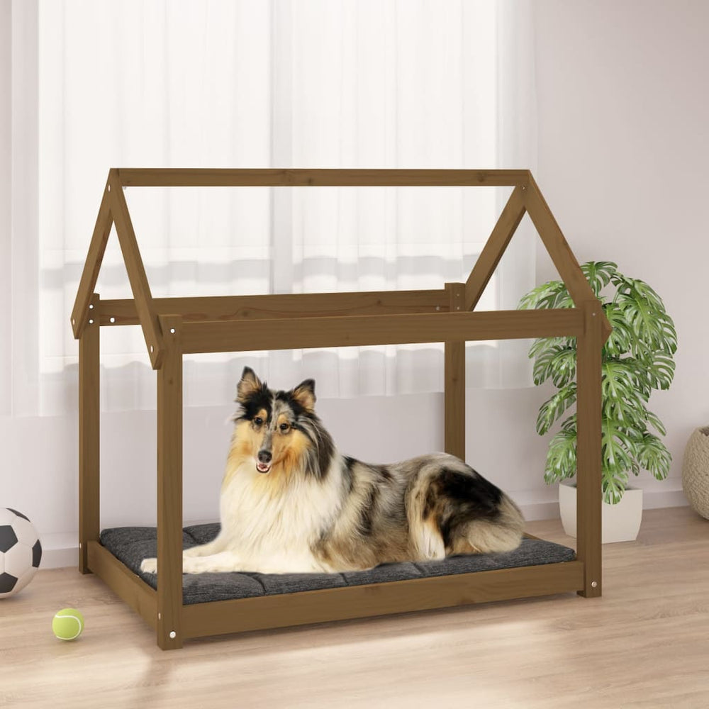 vidaXL Lit pour chien marron miel 101x70x90 cm Bois de pin massif