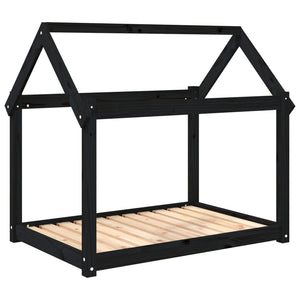 Schwarzes Hundebett Kiefer Massivholz 101x70x90 cm