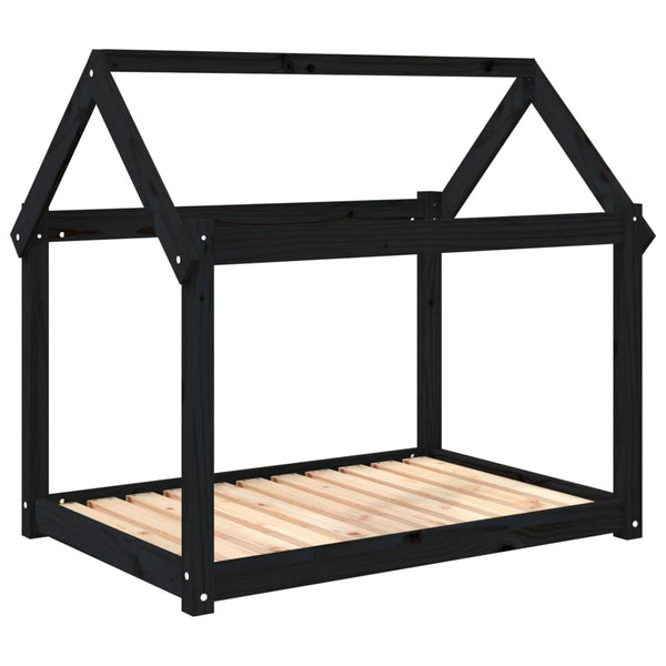 Schwarzes Hundebett Kiefer Massivholz 101x70x90 cm