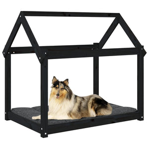 Schwarzes Hundebett Kiefer Massivholz 101x70x90 cm