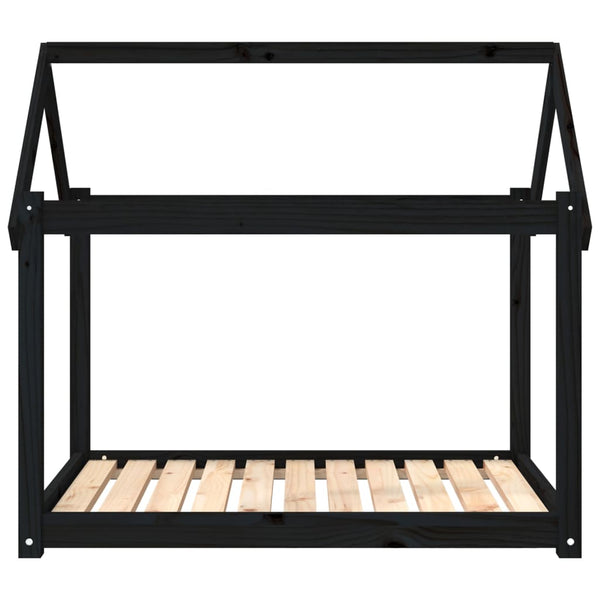 Schwarzes Hundebett Kiefer Massivholz 101x70x90 cm