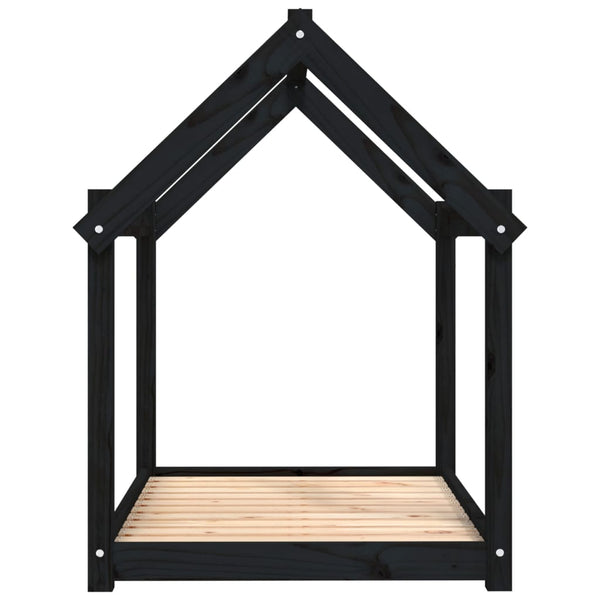 Schwarzes Hundebett Kiefer Massivholz 101x70x90 cm