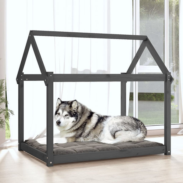 Graues Hundebett aus Kiefernholz, 111x80x100 cm