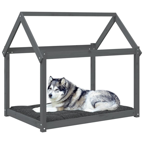 Graues Hundebett aus Kiefernholz, 111x80x100 cm