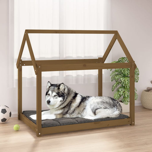 Hundebett Honigbraun Kiefer Massivholz 111x80 cm
