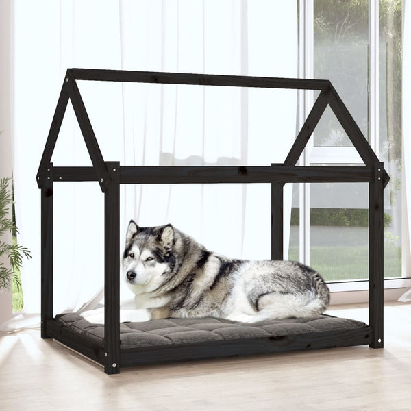 Schwarzes Hundebett aus Kiefernholz, 111x80x100 cm