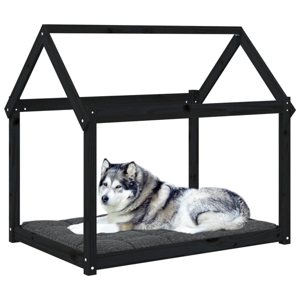 Schwarzes Hundebett aus Kiefernholz, 111x80x100 cm