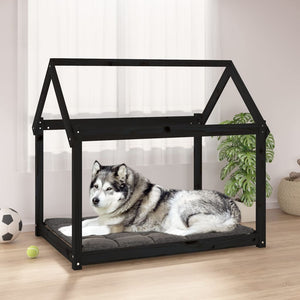 Schwarzes Hundebett aus Kiefernholz, 111x80x100 cm