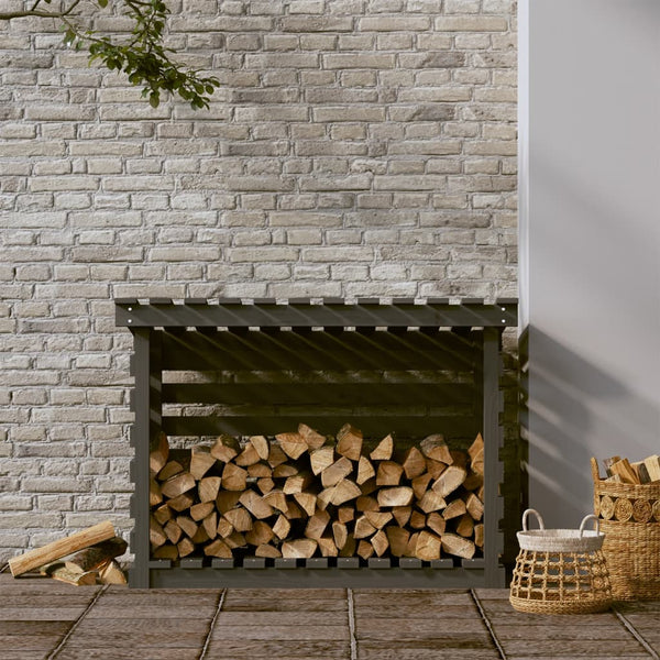 Kaminholzregal Grau Kiefer Massivholz 108cm