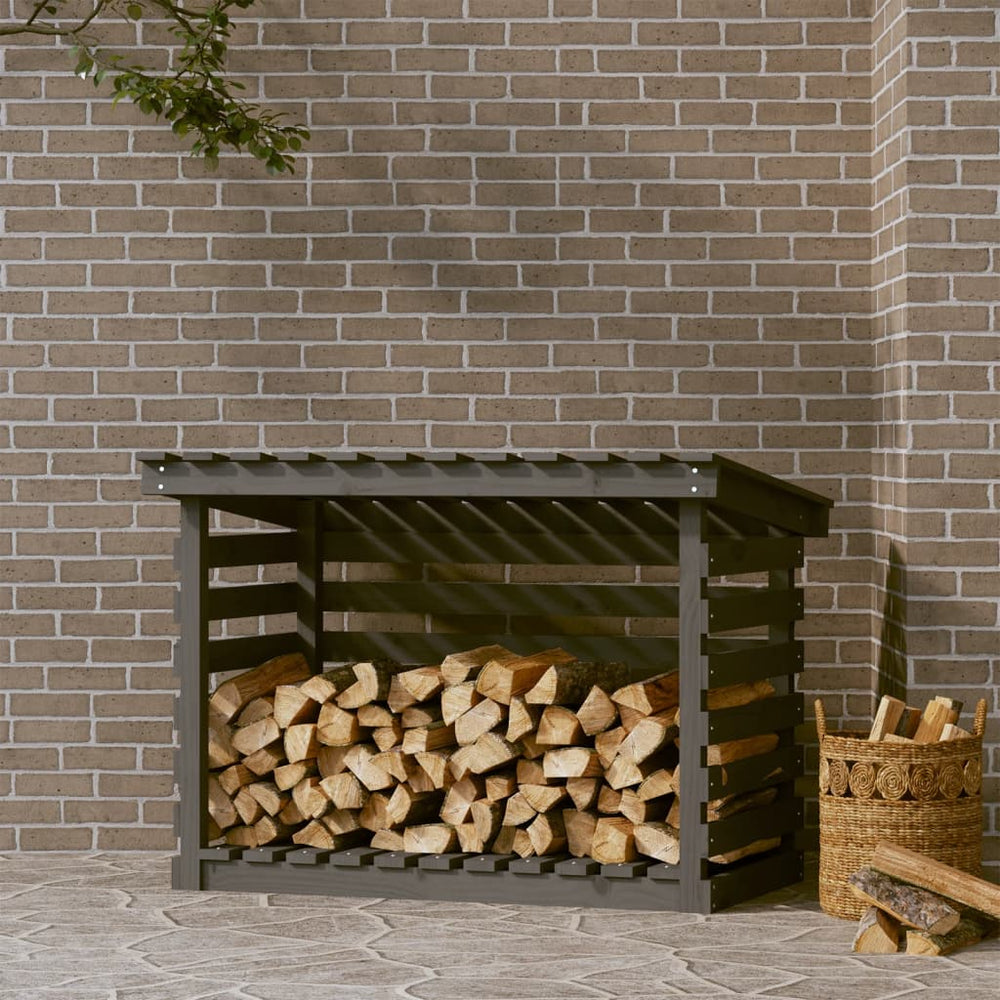 Kaminholzregal Grau Kiefer Massivholz 108cm