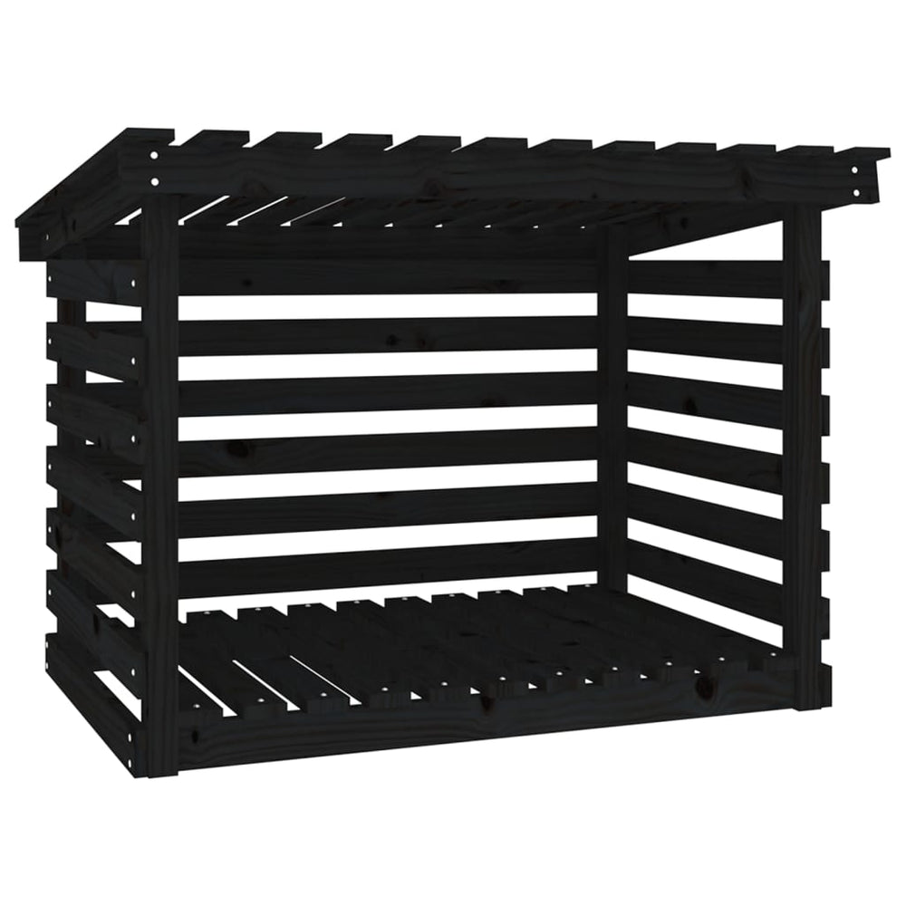 Kaminholzregal Schwarz Kiefer Massivholz
