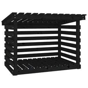 Kaminholzregal Schwarz Kiefer Massivholz