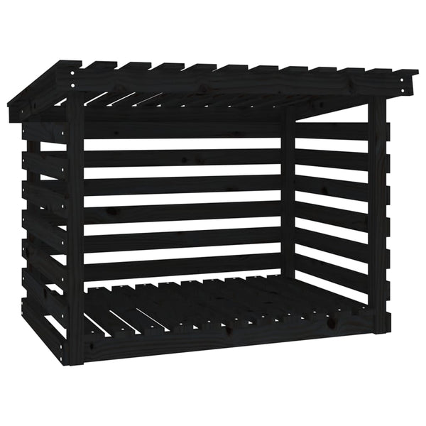Kaminholzregal Schwarz Kiefer Massivholz