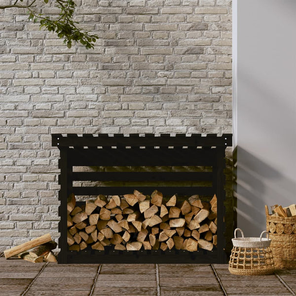 Kaminholzregal Schwarz Kiefer Massivholz