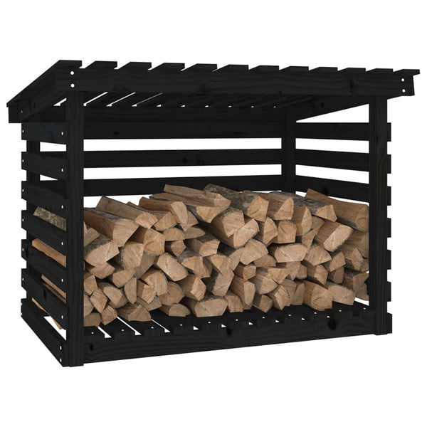 Kaminholzregal Schwarz Kiefer Massivholz