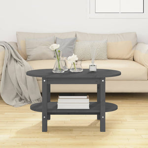 Grauer Couchtisch 80x45cm Kiefer Massivholz