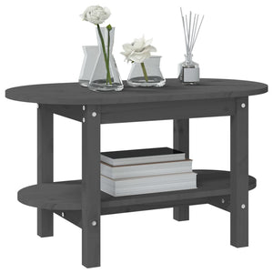 Grauer Couchtisch 80x45cm Kiefer Massivholz