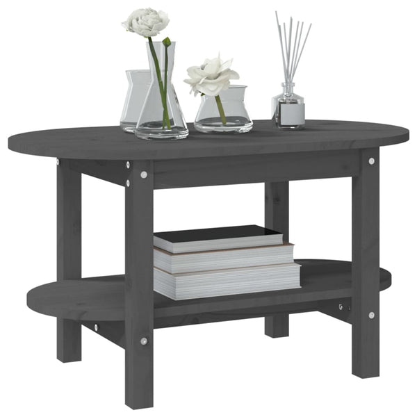 Grauer Couchtisch 80x45cm Kiefer Massivholz