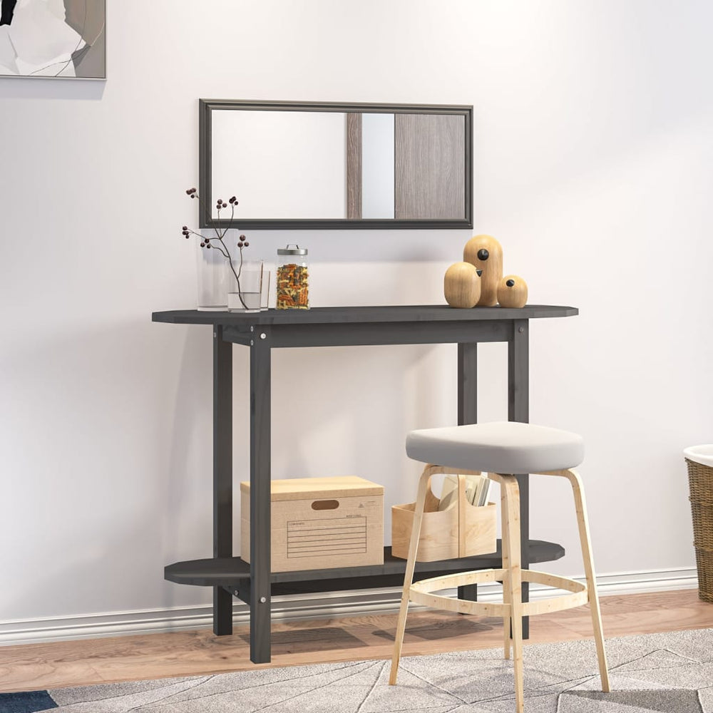 vidaXL Console Gris 110x40x80 cm Bois de pin massif