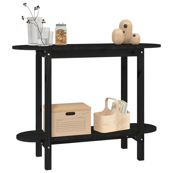 Schwarzer Konsolentisch Kiefer Massivholz 110cm