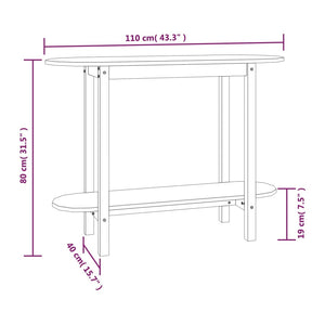 Schwarzer Konsolentisch Kiefer Massivholz 110cm