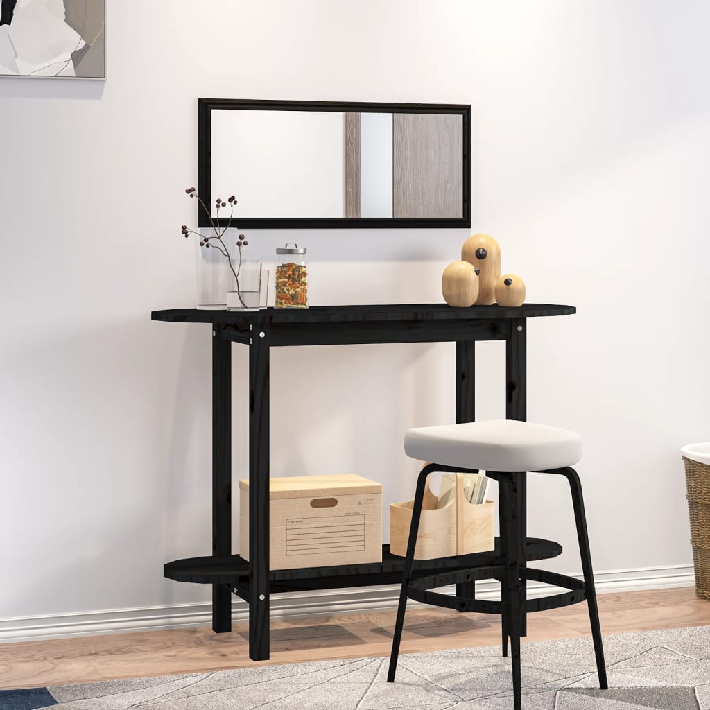 Schwarzer Konsolentisch Kiefer Massivholz 110cm