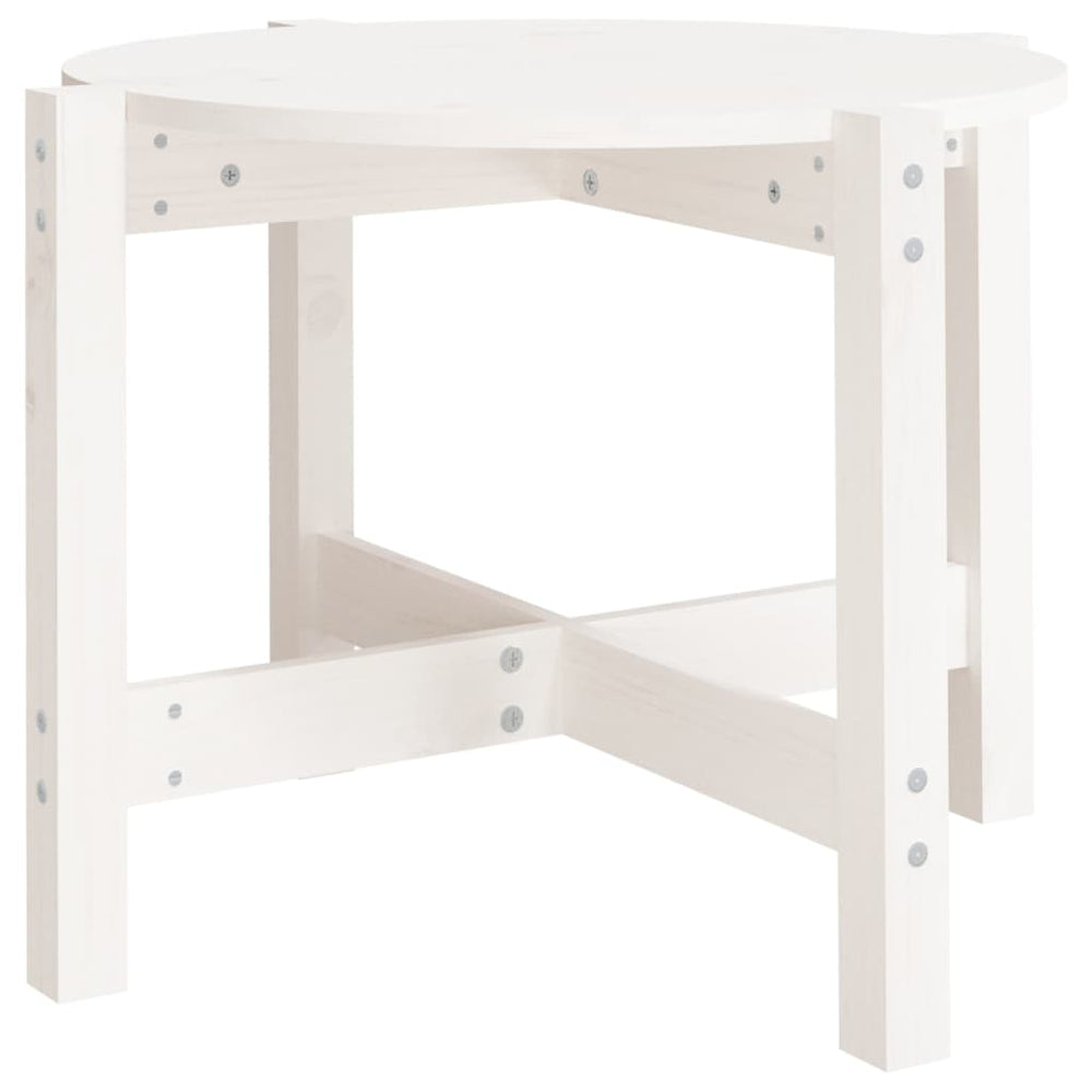 vidaXL Coffee Table White Ø 62.5x45 cm Solid Pine Wood