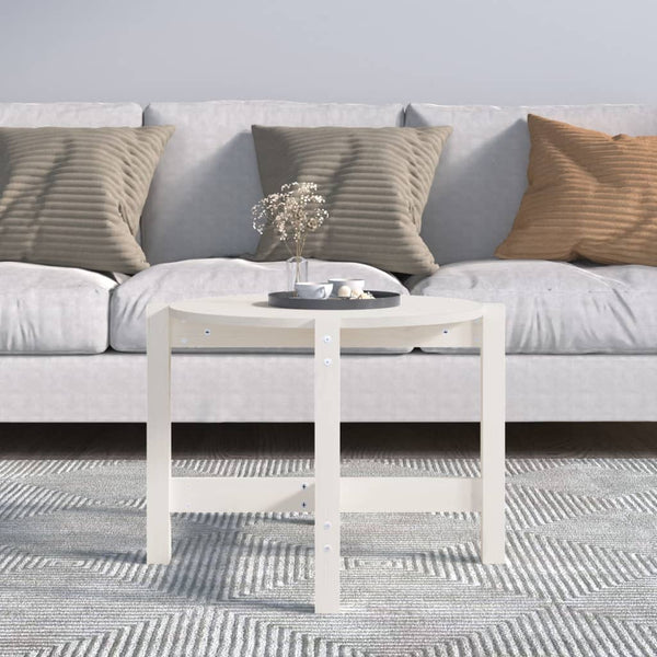 Weißer Couchtisch Kiefer Massivholz Ø 62,5cm