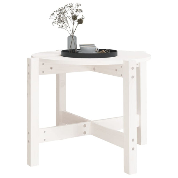 Weißer Couchtisch Kiefer Massivholz Ø 62,5cm