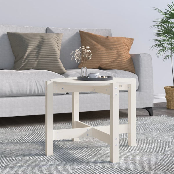 Weißer Couchtisch Kiefer Massivholz Ø 62,5cm
