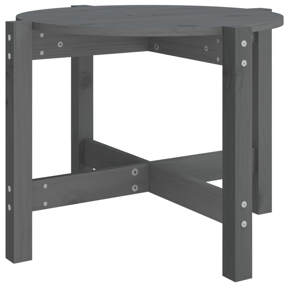 vidaXL Coffee Table Grey Ø 62.5x45 cm Solid Pine Wood