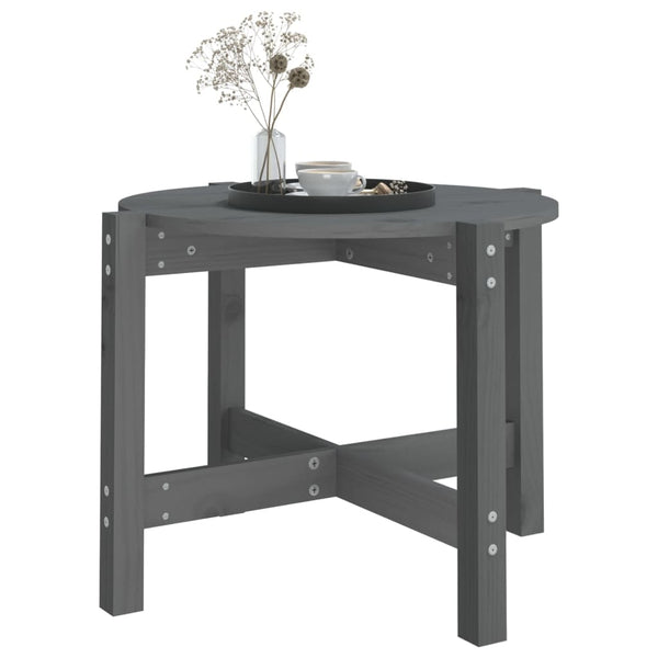 Grauer Couchtisch Kiefer Massivholz Ø 62,5cm