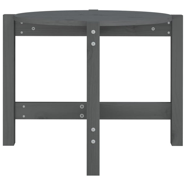 Grauer Couchtisch Kiefer Massivholz Ø 62,5cm