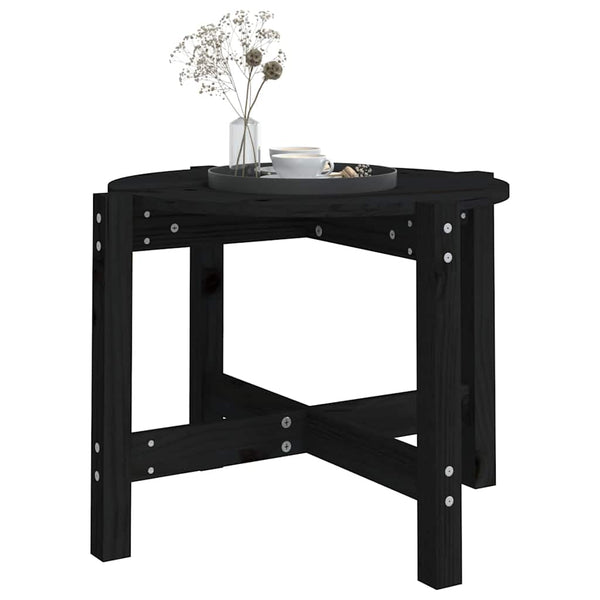 Schwarzer Couchtisch Kiefer Massivholz Ø 62,5cm