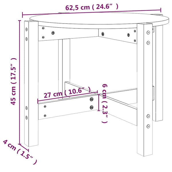 Schwarzer Couchtisch Kiefer Massivholz Ø 62,5cm