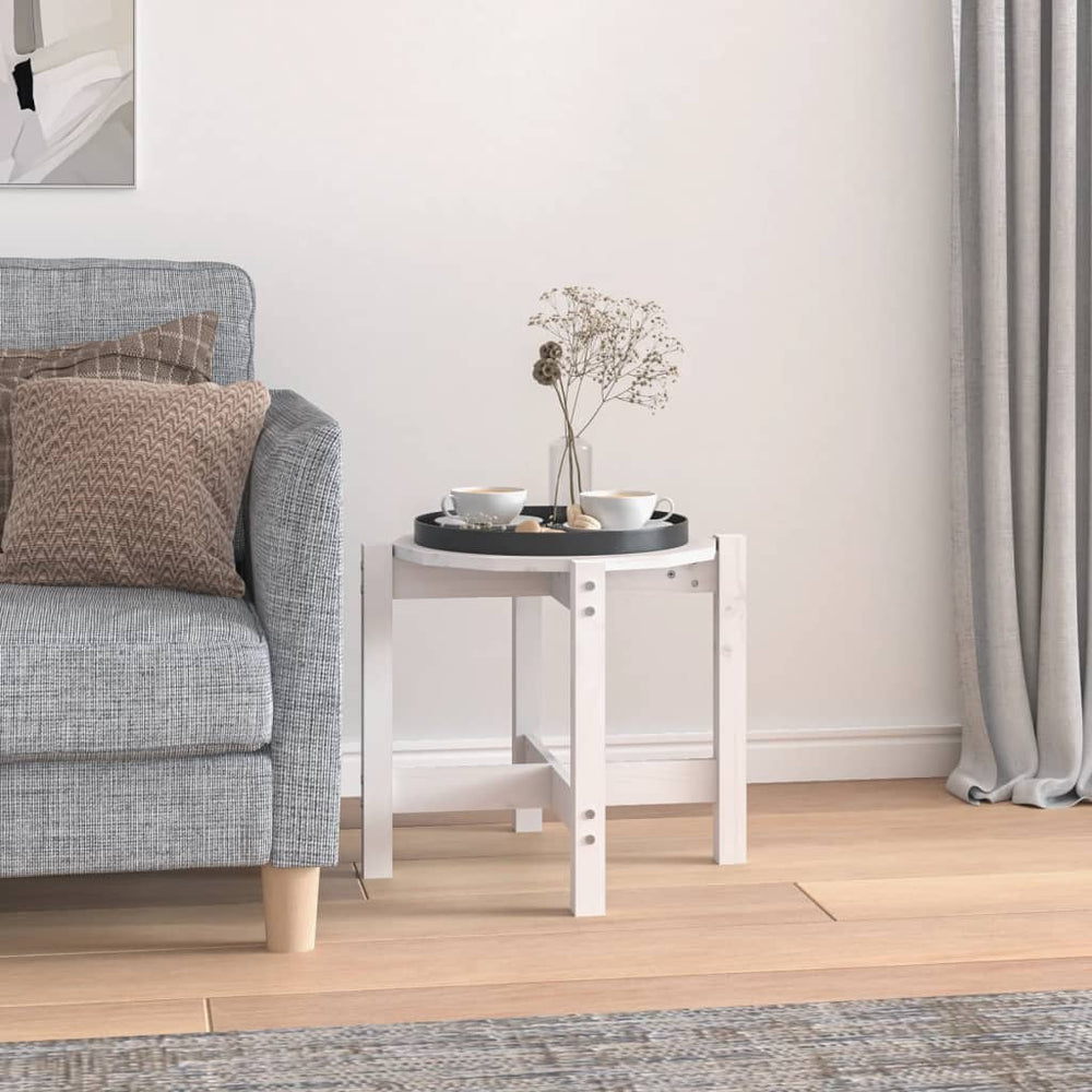 Weißer Couchtisch Kiefer Massivholz Ø 52,5cm