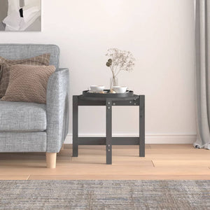 Grauer Couchtisch Kiefer Massivholz Ø 52,5cm