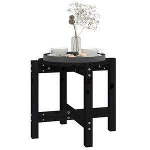 Schwarzer Couchtisch Kiefer Massivholz Ø 52,5cm