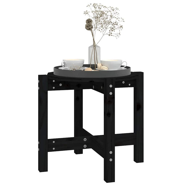 Schwarzer Couchtisch Kiefer Massivholz Ø 52,5cm