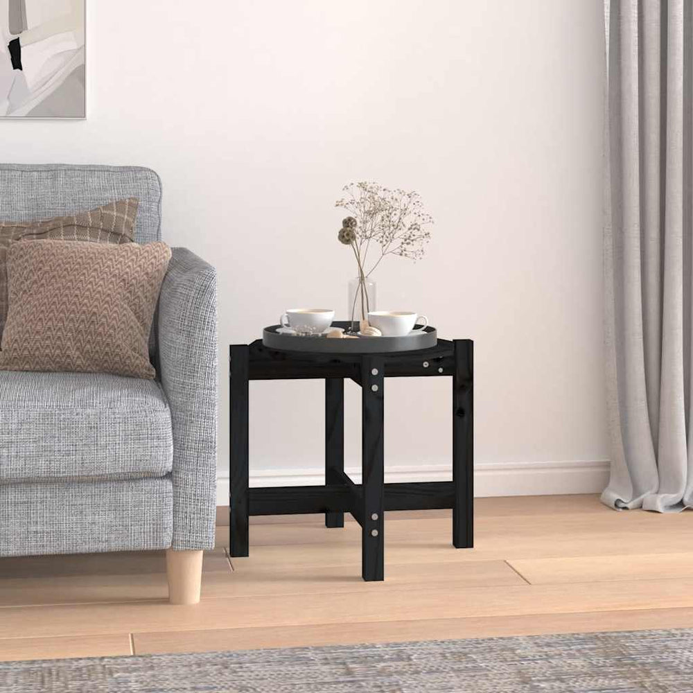 vidaXL Coffee Table Black Ø 52.5x45 cm Solid Pine Wood