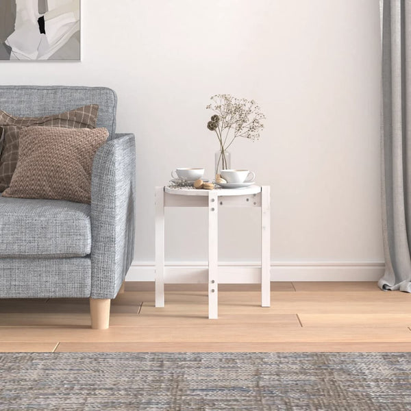 Weißer Couchtisch Kiefer Massivholz Ø42,5cm