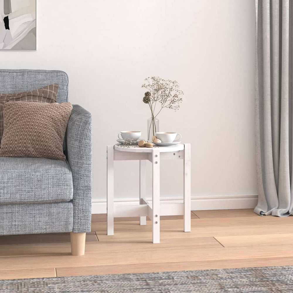 vidaXL Coffee Table White Ø 42.5x45 cm Solid Pine Wood