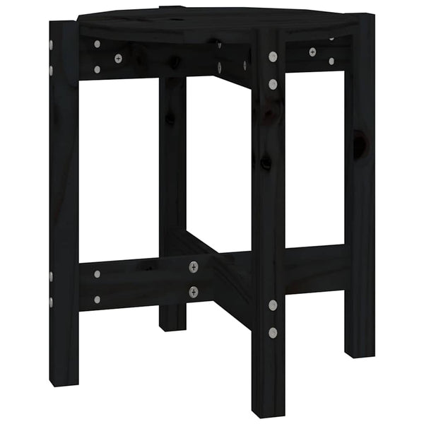 Schwarzer Couchtisch Kiefer Massivholz Ø42,5cm