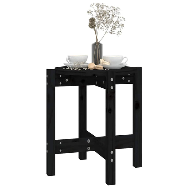 Schwarzer Couchtisch Kiefer Massivholz Ø42,5cm