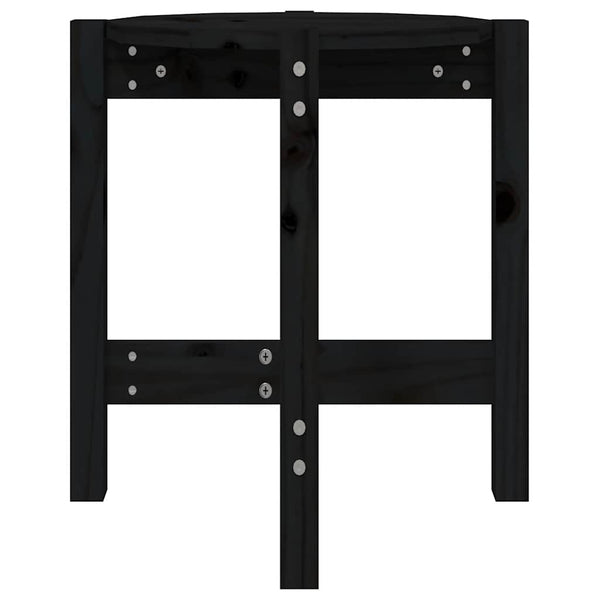 Schwarzer Couchtisch Kiefer Massivholz Ø42,5cm