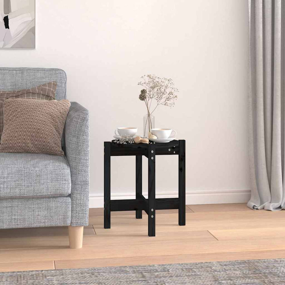vidaXL Coffee Table Black Ø 42.5x45 cm Solid Pine Wood