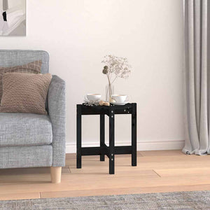 Schwarzer Couchtisch Kiefer Massivholz Ø42,5cm
