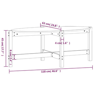 Weißer Couchtisch Kiefer Massivholz 118x63 cm