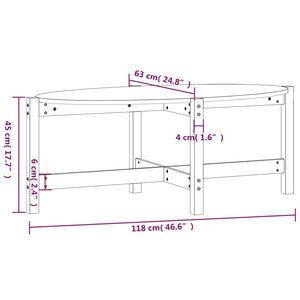 Honigbrauner Couchtisch Kiefer Massivholz 118 cm